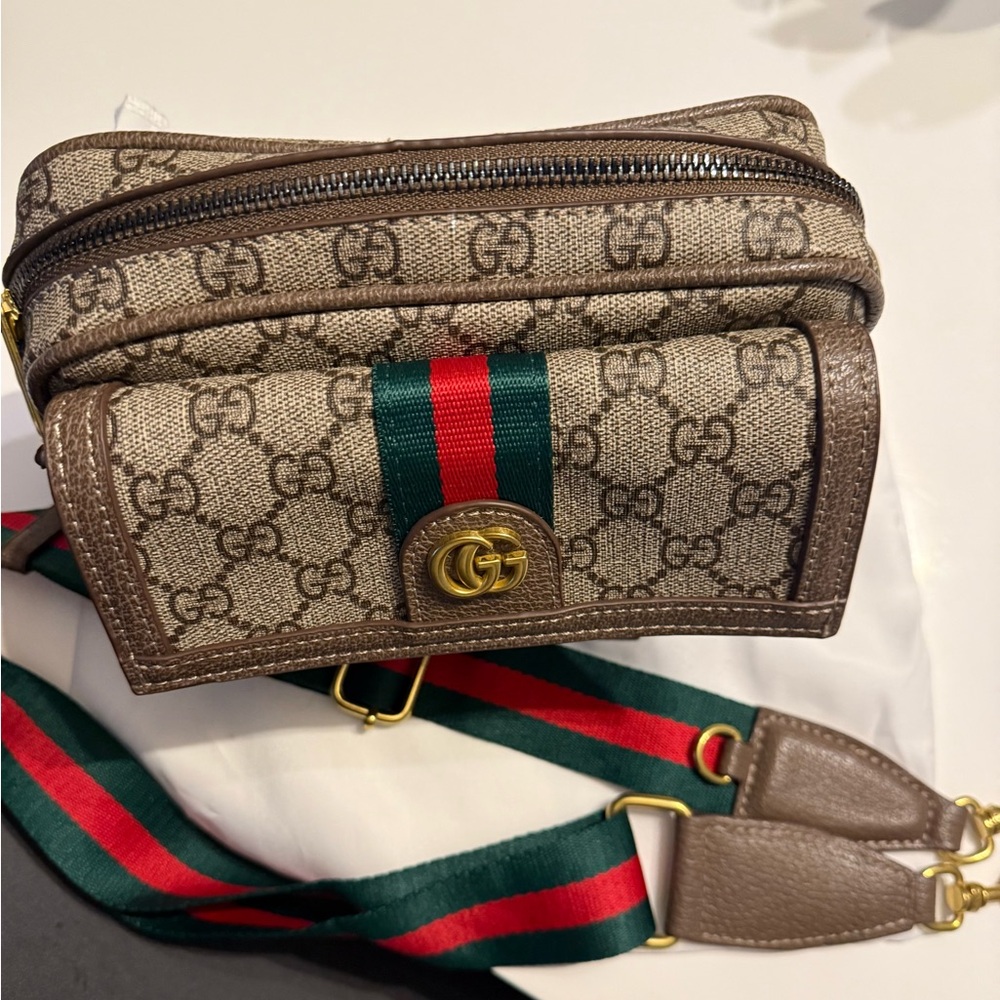 Canvas Crossbody Bag with Stripe
